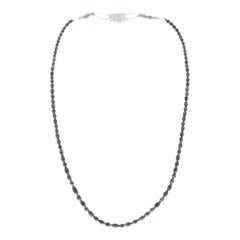 31.00 Carat Total Natural Faceted Black Diamond Necklace in 14 Karat White Gold