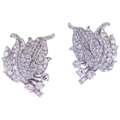 1940s Diamond Leaf Earrings 