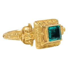 Bague en or et émeraude de style Renaissance du milieu du 18e siècle