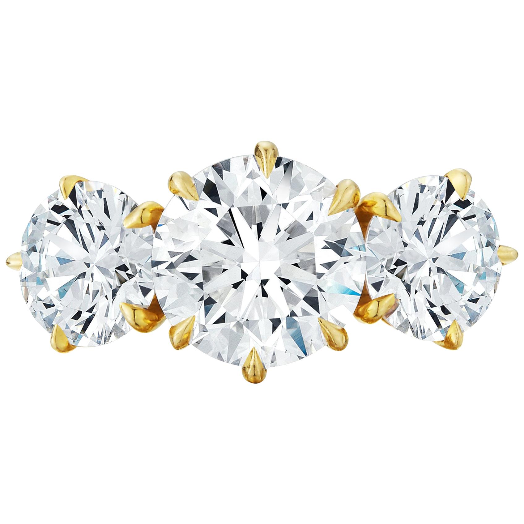Three-Stone Diamond Engagement Ring For Sale