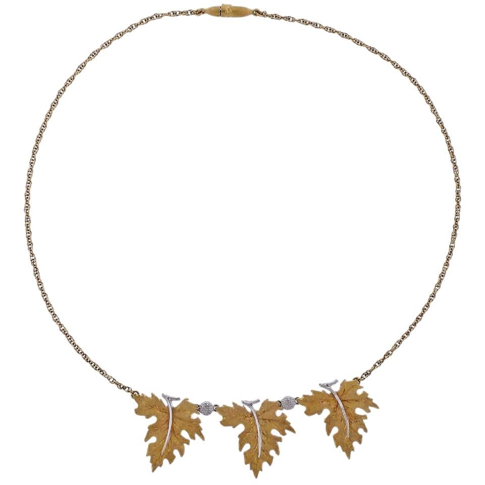 Mario Buccellati Leaf Gold Pendant Necklace