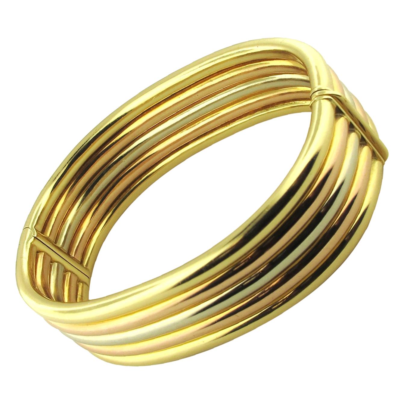 Cartier 18 Karat Tri-Colored Gold Bangle Bracelet