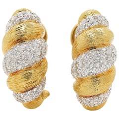 Vintage 2.25 Carat Diamond and Gold Earrings