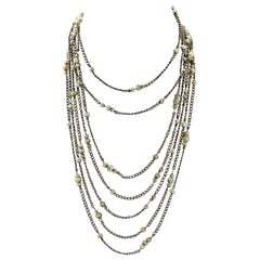 Platinum and Pearl Long Guard Art Deco Chain