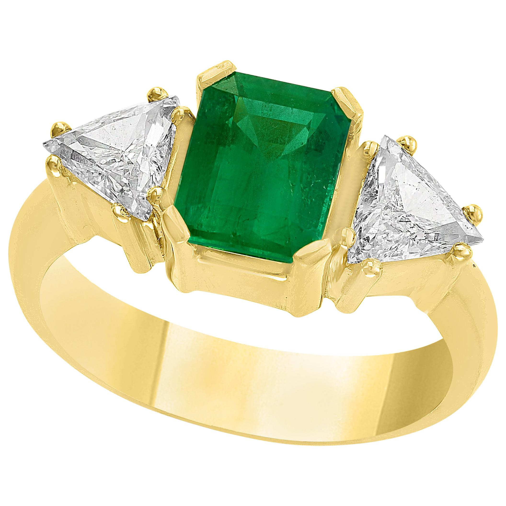 AGL Certified Insignificant  Traditional  Emerald Cut  Emerald and Diamond Ring 