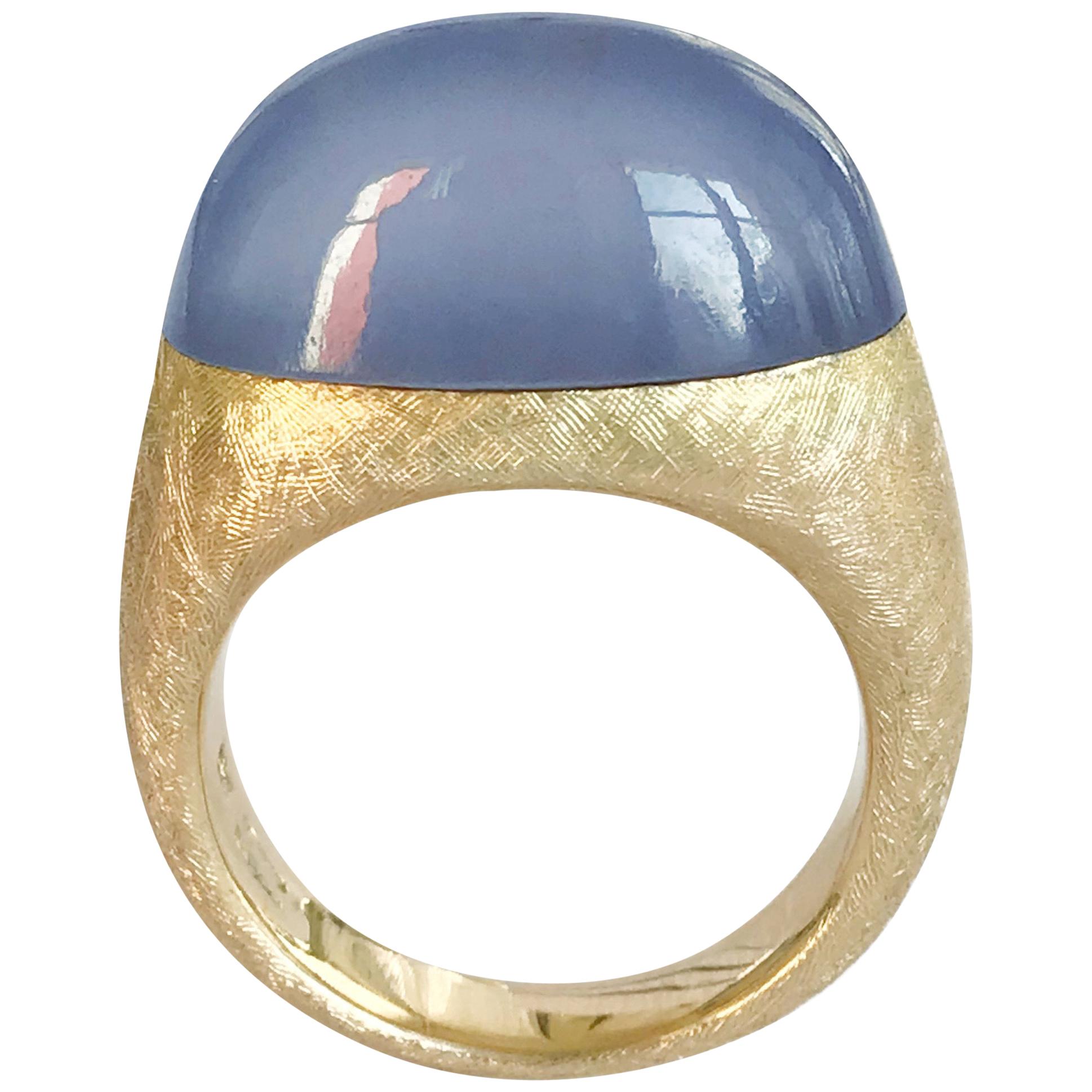 Dalben Namibian Chalcedony Gold Ring For Sale