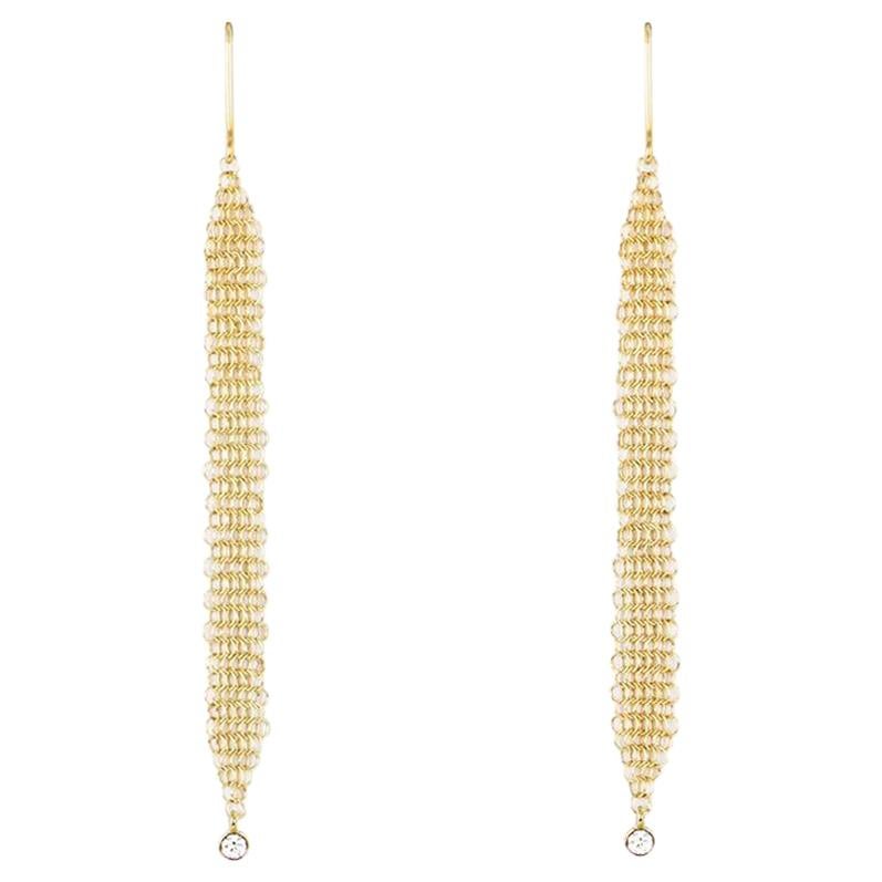 Tiffany & Co. Yellow Gold Elsa Peretti Mesh Diamond Earrings