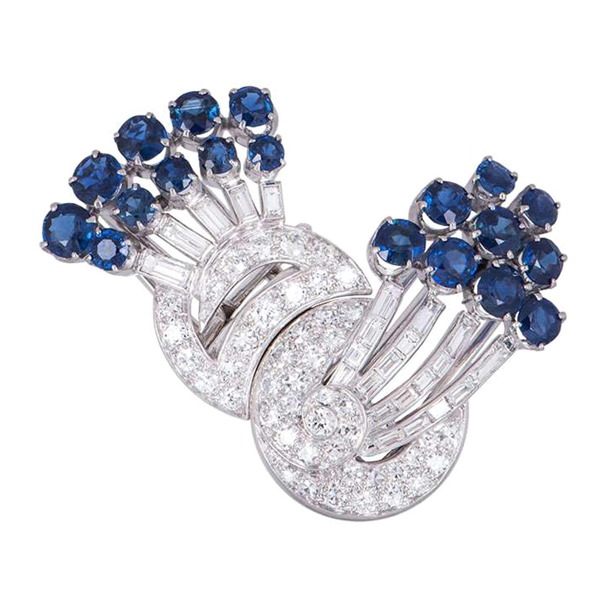 Garrard Diamond and Sapphire Brooch, circa 1950