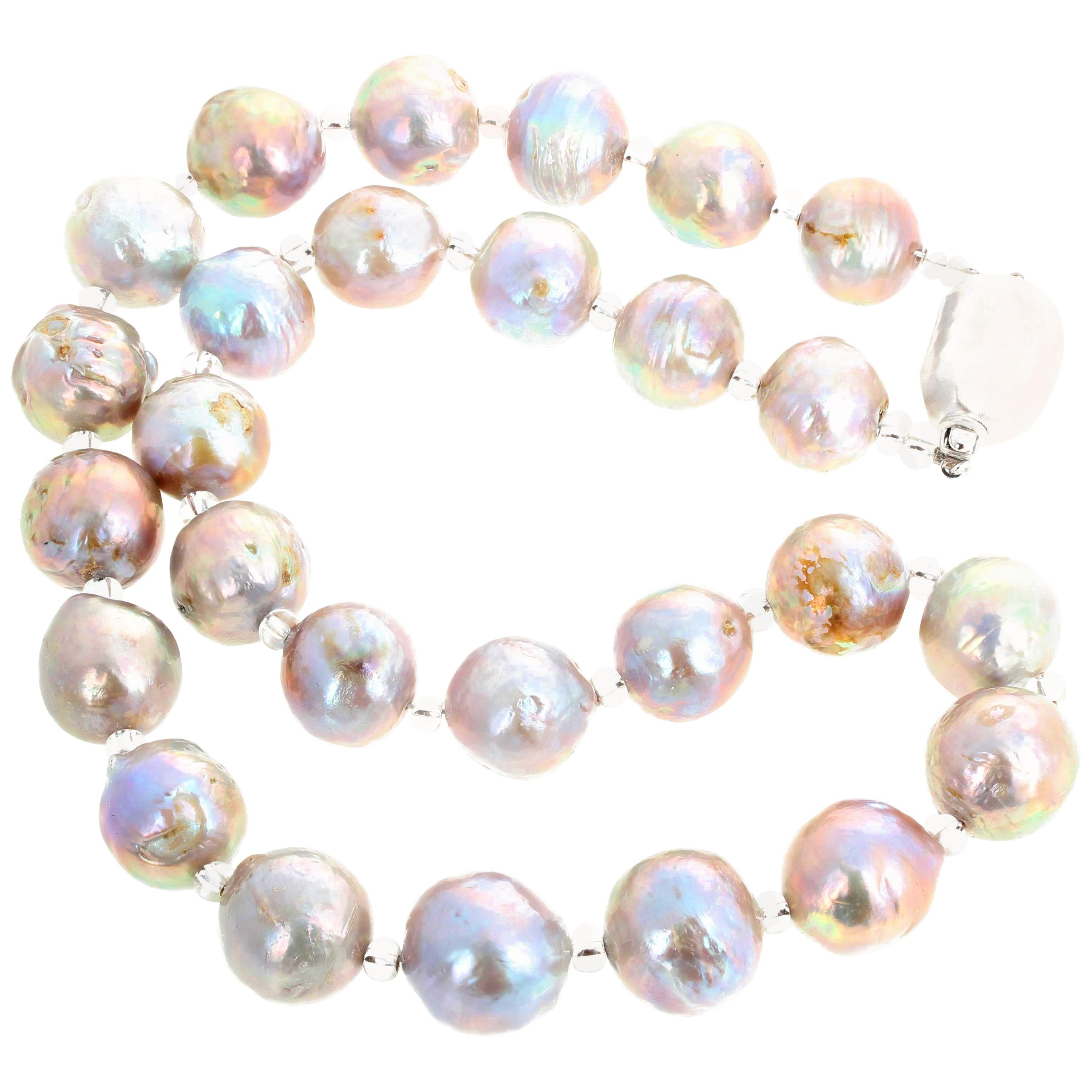AJD Stunningly Beautiful 17" Natural Multi-color of Cultured Pearl Necklace