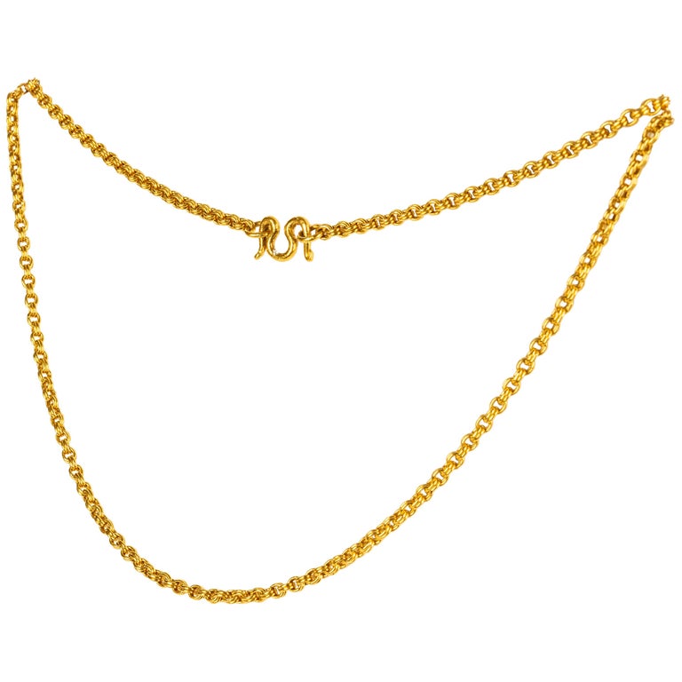 Solid 22k Gold Link Chain, 20th Century at 1stDibs | 22 carat gold chain,  20 karat gold chain, 22 karat chain