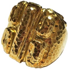David Webb Large Hammered Gold Ring