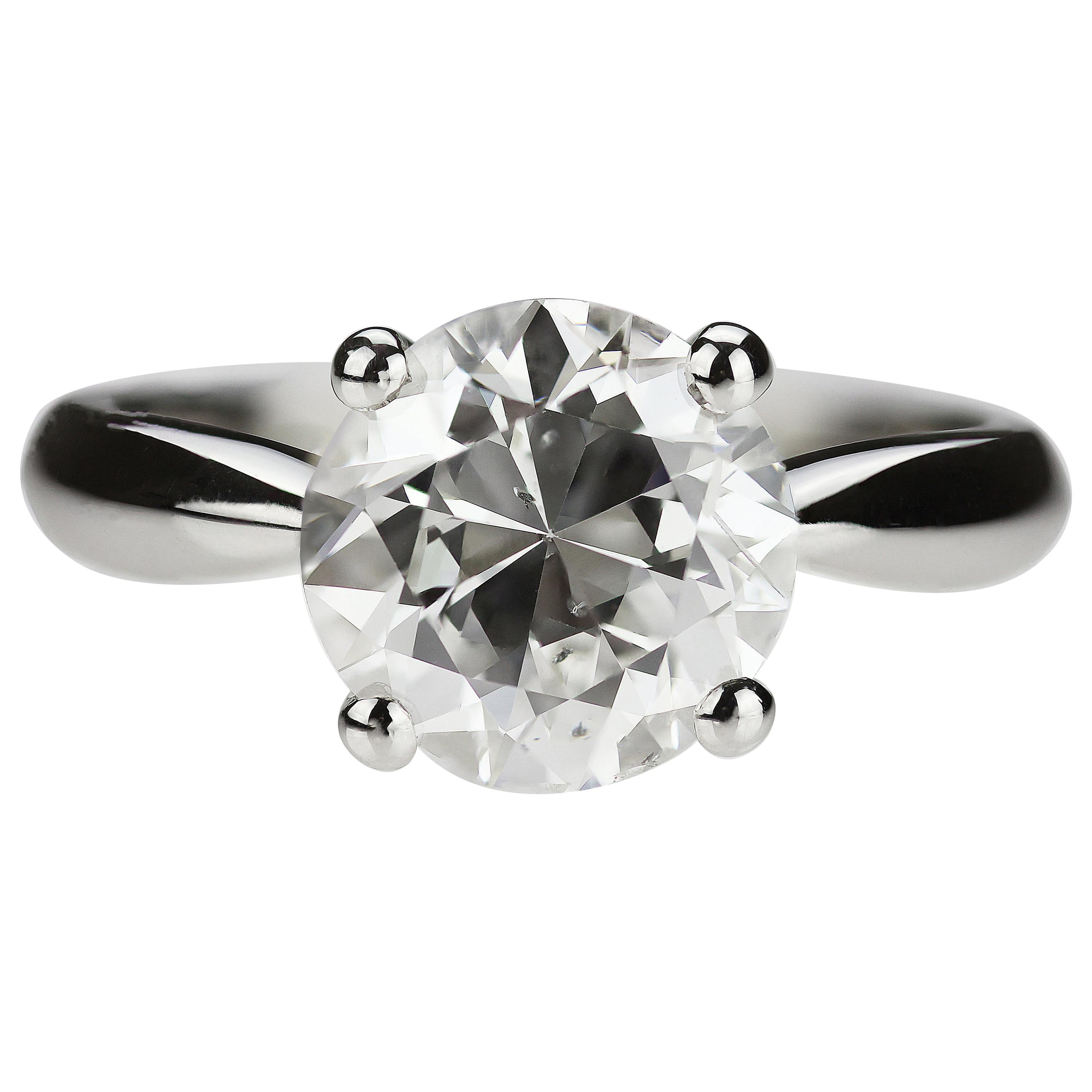 Alter europäischer antiker Diamant 2,97ct Single Stone/Solitaire Ring in Platin im Angebot