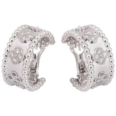 Van Cleef & Arpels Perlée Clovers Hoop Earrings White Gold, Diamond