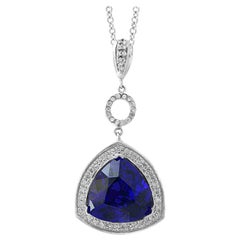 25 Carat AAA Tanzanite and Diamond Pendant/ Necklace 18 Karat White Gold