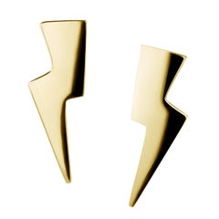 18 Carat Yellow Gold Vermeil Lightning Bolt Earrings