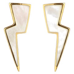 18ct Yellow Gold Vermeil and Mother of Pearl Thunder Bolt Earrings