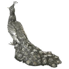 Mario Buccellati, Rare and Exceptional Italian Silver Walking Peacock