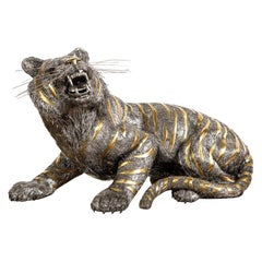 Vintage Gianmaria Buccellati, a Rare and Exceptional Italian Silver Striped Tiger