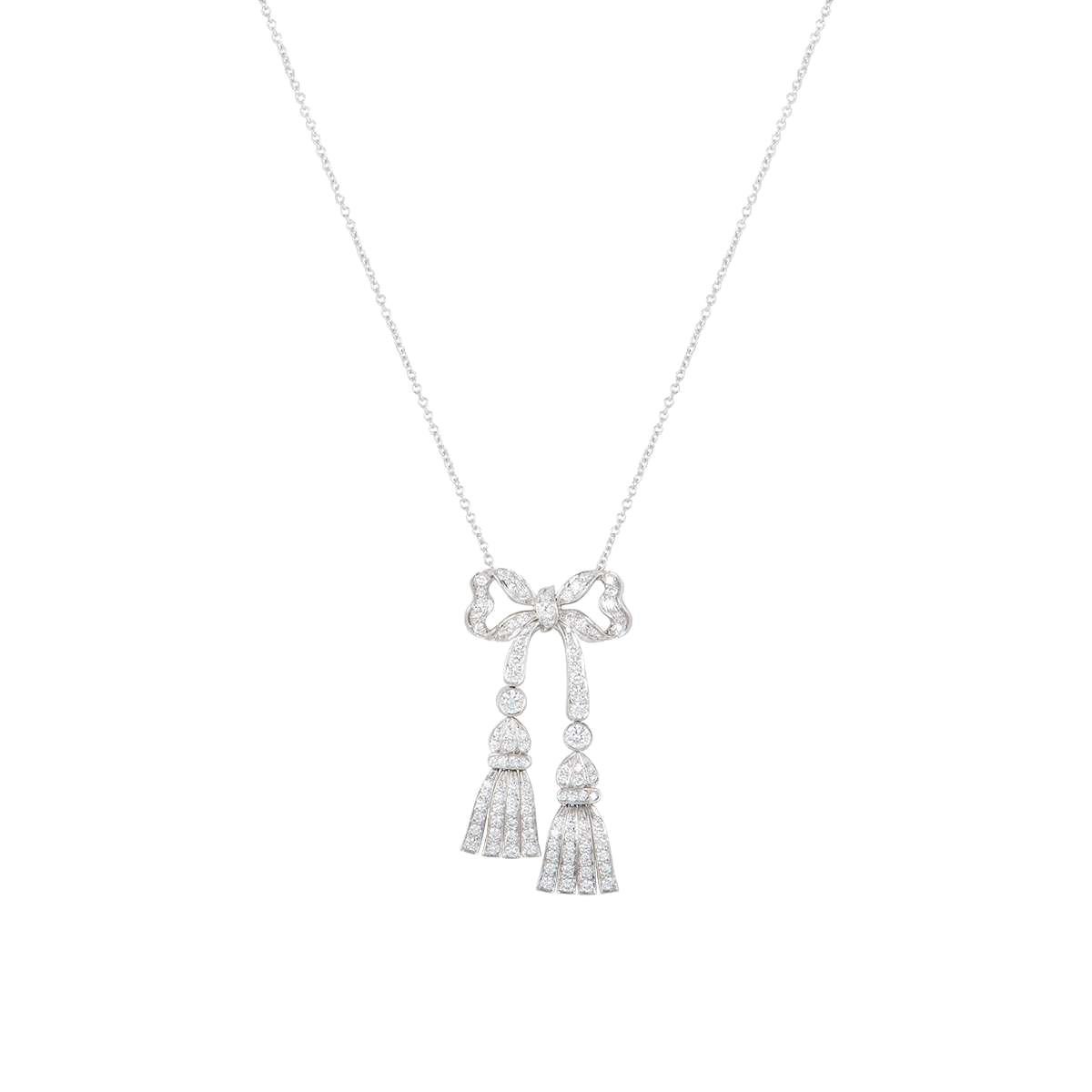 Tiffany & Co. Platinum Diamond Bow Necklace 1.36 Carat