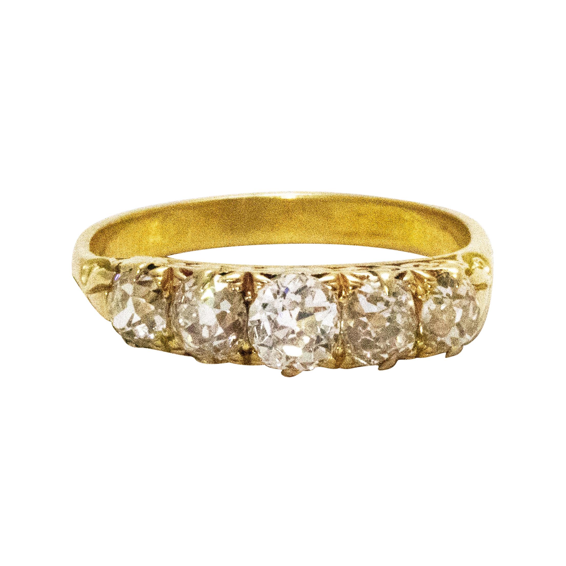 Victorian Diamond Five-Stone 18 Carat Gold Ring