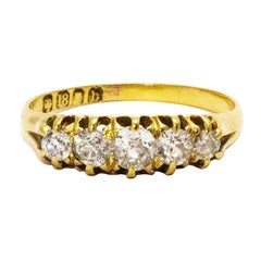 Antique Edwardian Diamond Five-Stone 18 Carat Gold Ring