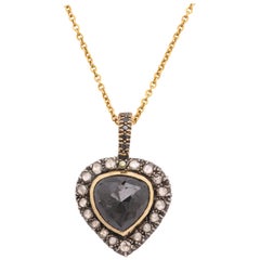Antique Rose Diamond Heart with Black Diamond
