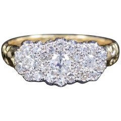 Antique Victorian Diamond Trilogy Cluster Ring 15 Carat Gold, circa 1900