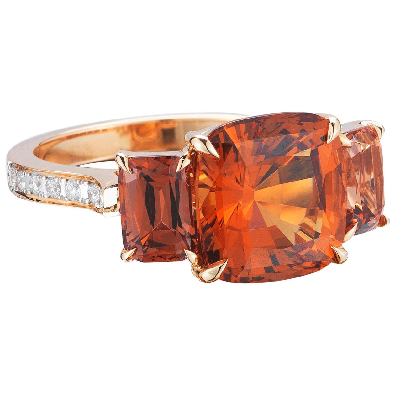 Paolo Costagli 18 Karat Rose Gold Hessonite Garnet and Malaya Garnet Ring