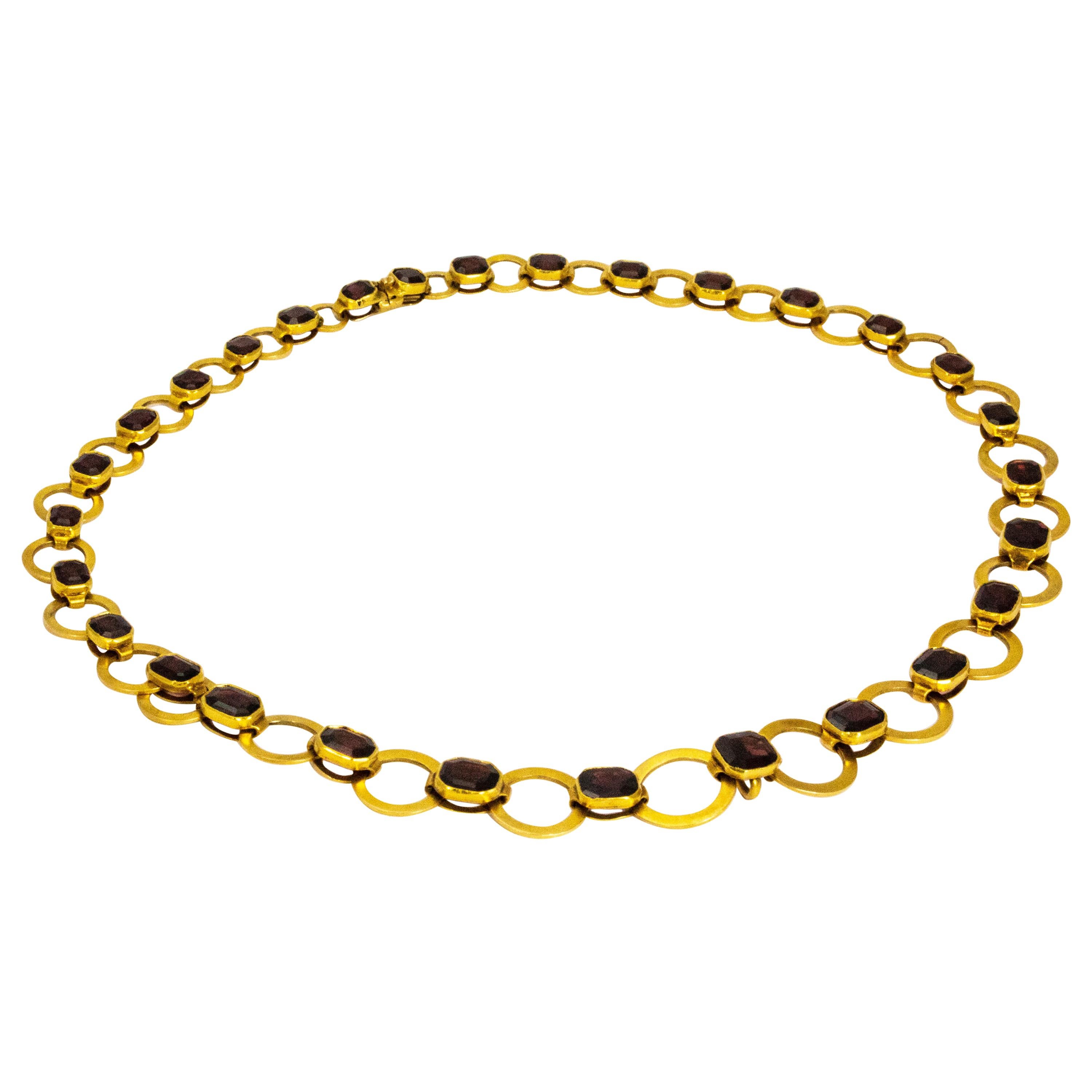 Edwardian Garnet 15 Carat Necklace For Sale