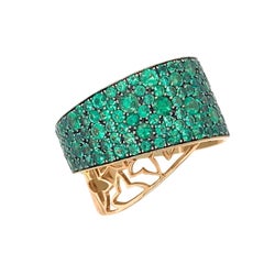 18K Yellow Gold 2.98ct Emerald Cross-Over Ring