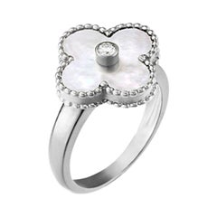 Van Cleef & Arpels Vintage Alhambra Ring White Gold, Mother of Pearl, Diamond