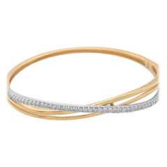 Yellow and White Gold 0.32ct Diamond Crossover Bangle