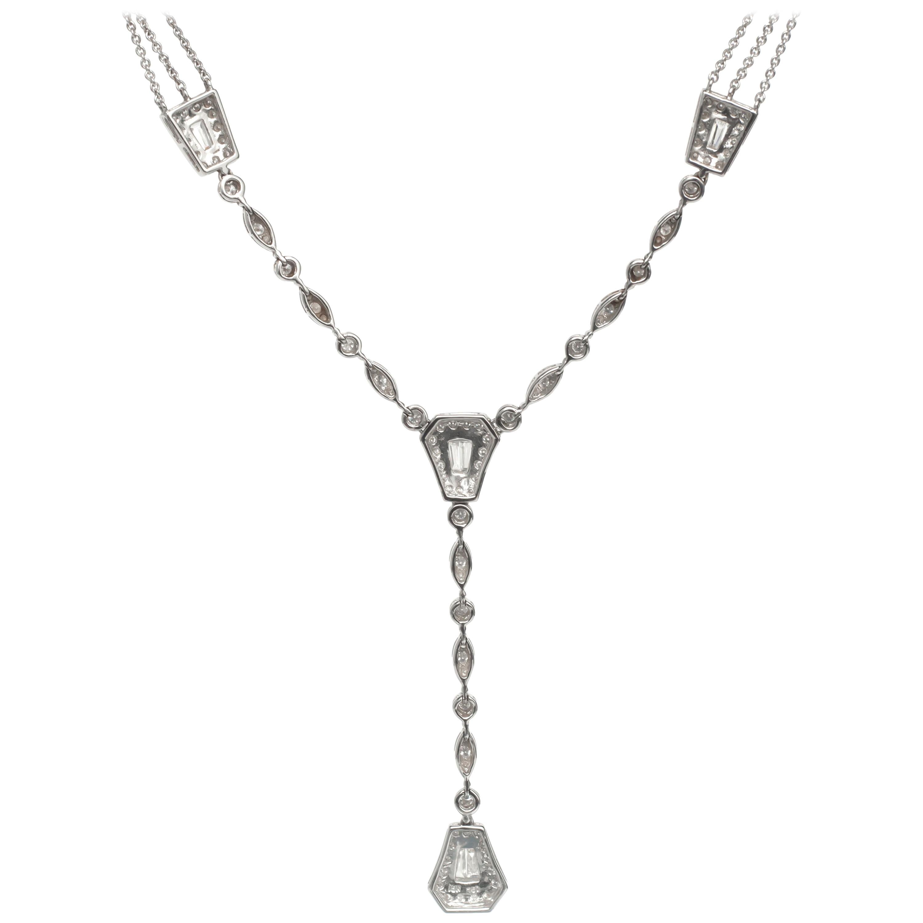 2.00 Carat Total Weight Diamond White Gold Necklace For Sale