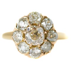 1.7 Carat Old Mine Diamond with Yellow and Rose Gold Floral Ring