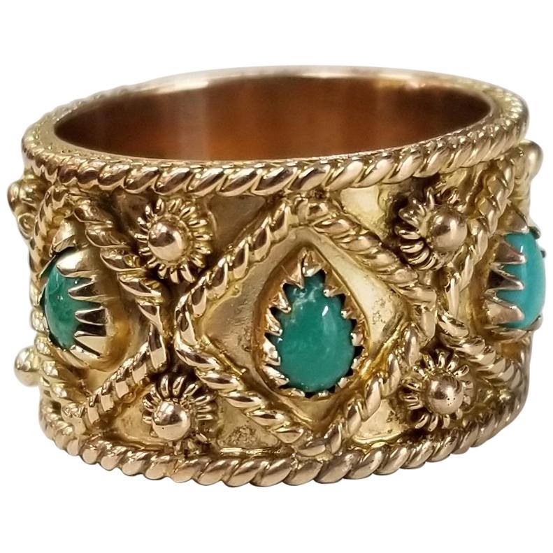 14 Karat "Edwardian" Style Turquoise Eternity Ring