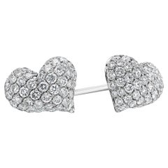 Roman Malakov 1.06 Carat Total Round Brilliant Diamond Heart Shape Stud Earrings
