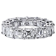 GIA Certified Asscher Cut 7.50 Carat Diamond Ring Platinum Eternity Band