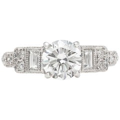 GIA 0.95 Carat E/VS2 Diamond Platinum Engagement Ring