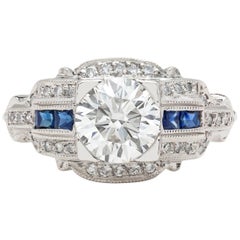GIA 1.26 carat G/VVS2 Diamond & Sapphire Engagement Ring
