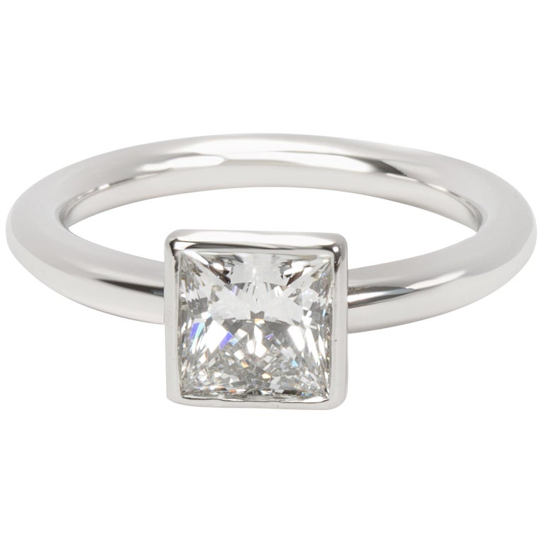 Tiffany and Co. Princess Cut Bezel Set Diamond Ring '1.04 Carat G/VVS2
