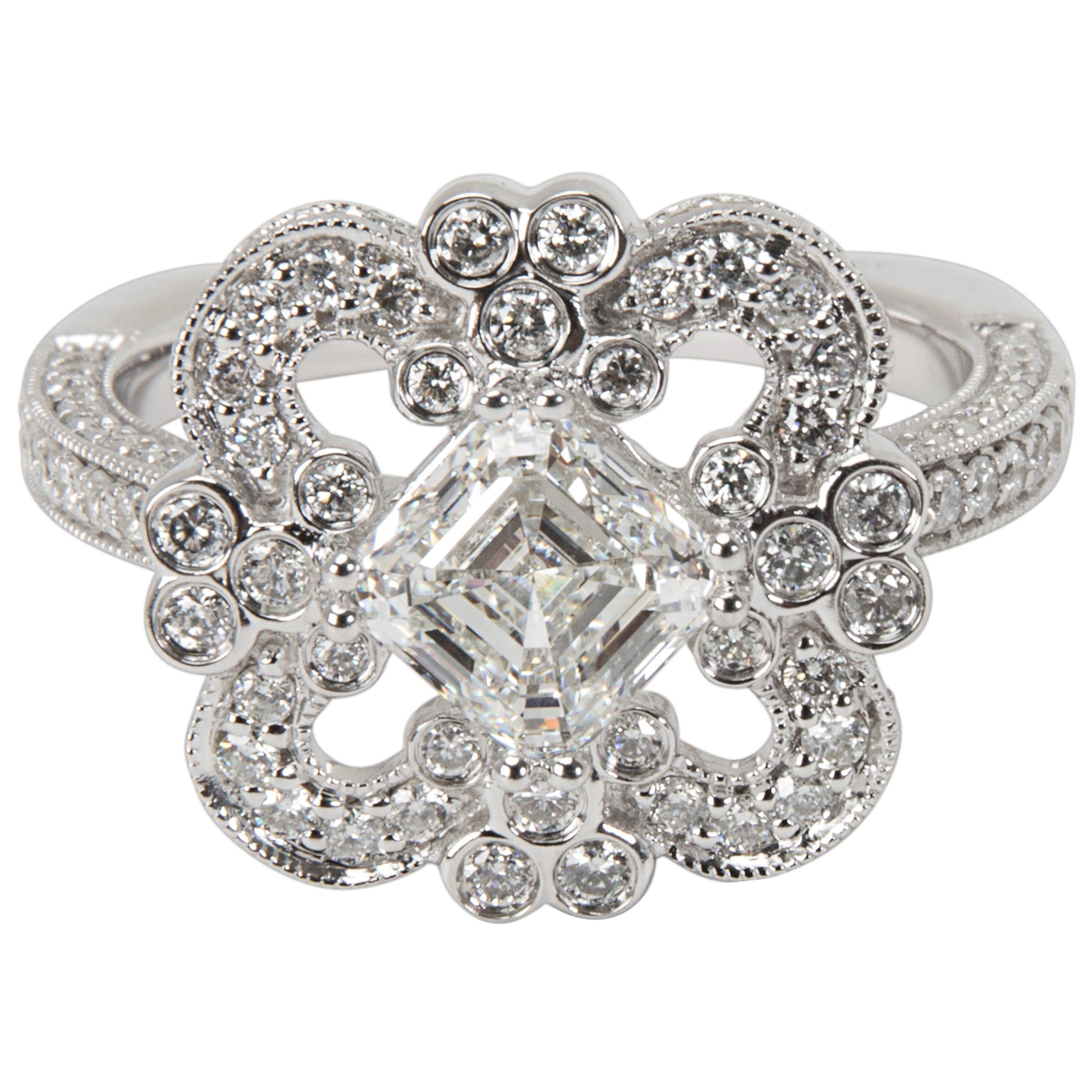 Tolkowsky Diamond Ring in 14 Karat White Gold GIA Certified G VVS1 '2.20 Carat'