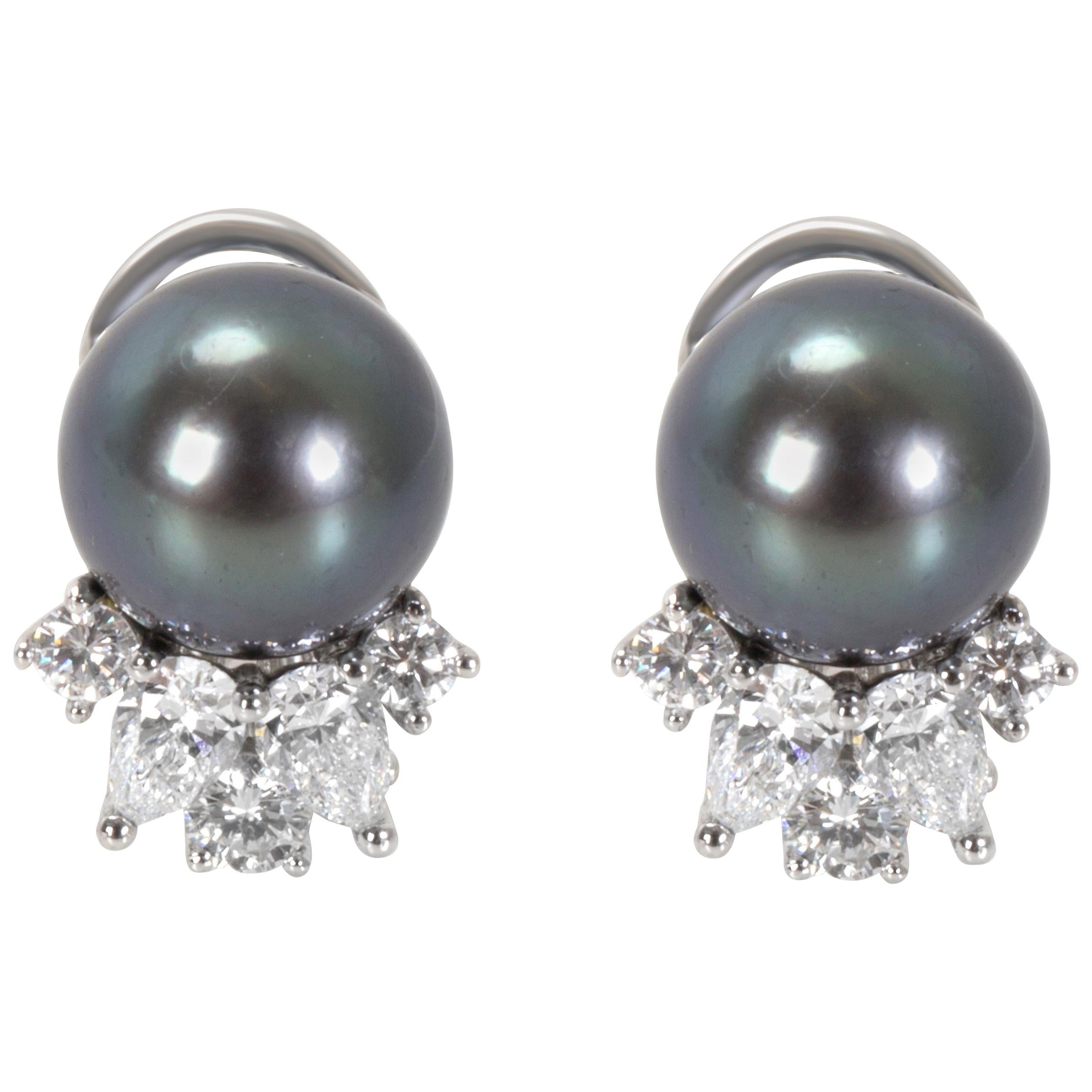 Tiffany & Co. Cecile Tahitian Cultured Pearl and Diamond Earrings in Platinum