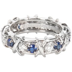 Vintage Tiffany & Co. Schlumberger Diamond and Sapphire Eternity Ring in Platinum