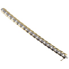 Semi-Rigid Handmade 18 Karat Gold and Diamonds Link Bracelet