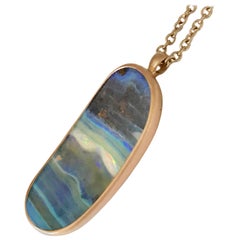 Dalben Design Halskette aus Roségold mit ovalem australischem Boulder-Opal und Roségold