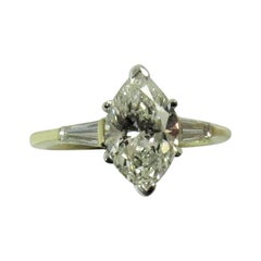 18 Karat Yellow and White Gold Ring with Marquise Diamond Weighing 1.64 Carat