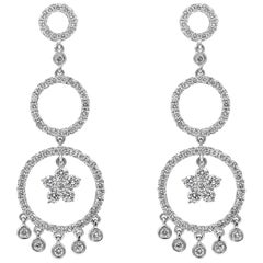 Roman Malakov 1.59 Carat Total Round Diamond Graduating Circle Dangle Earrings