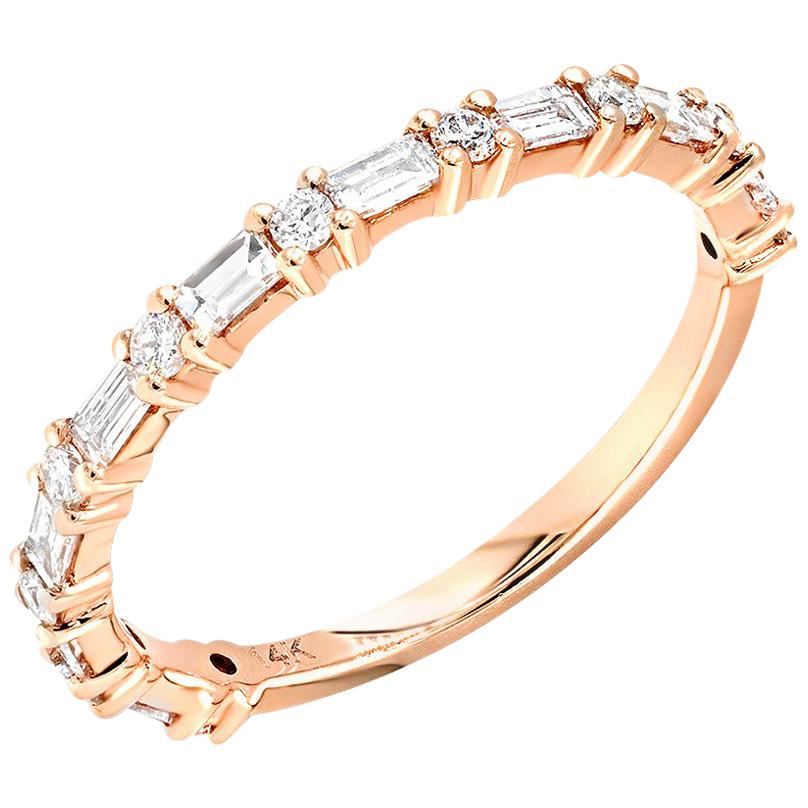 .35 Carat Baguette and .19 Carat Round Brilliant Cut Diamond Fashion Ring For Sale