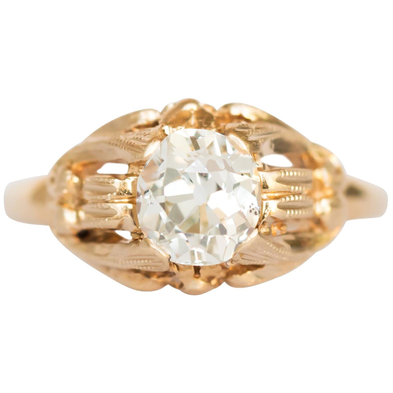 .97 Carat Diamond Yellow Gold Engagement Ring For Sale