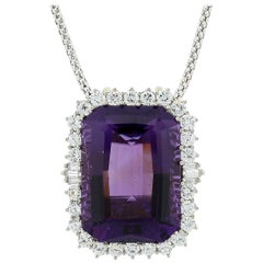 Estate Amethyst Diamond Gold Pendant